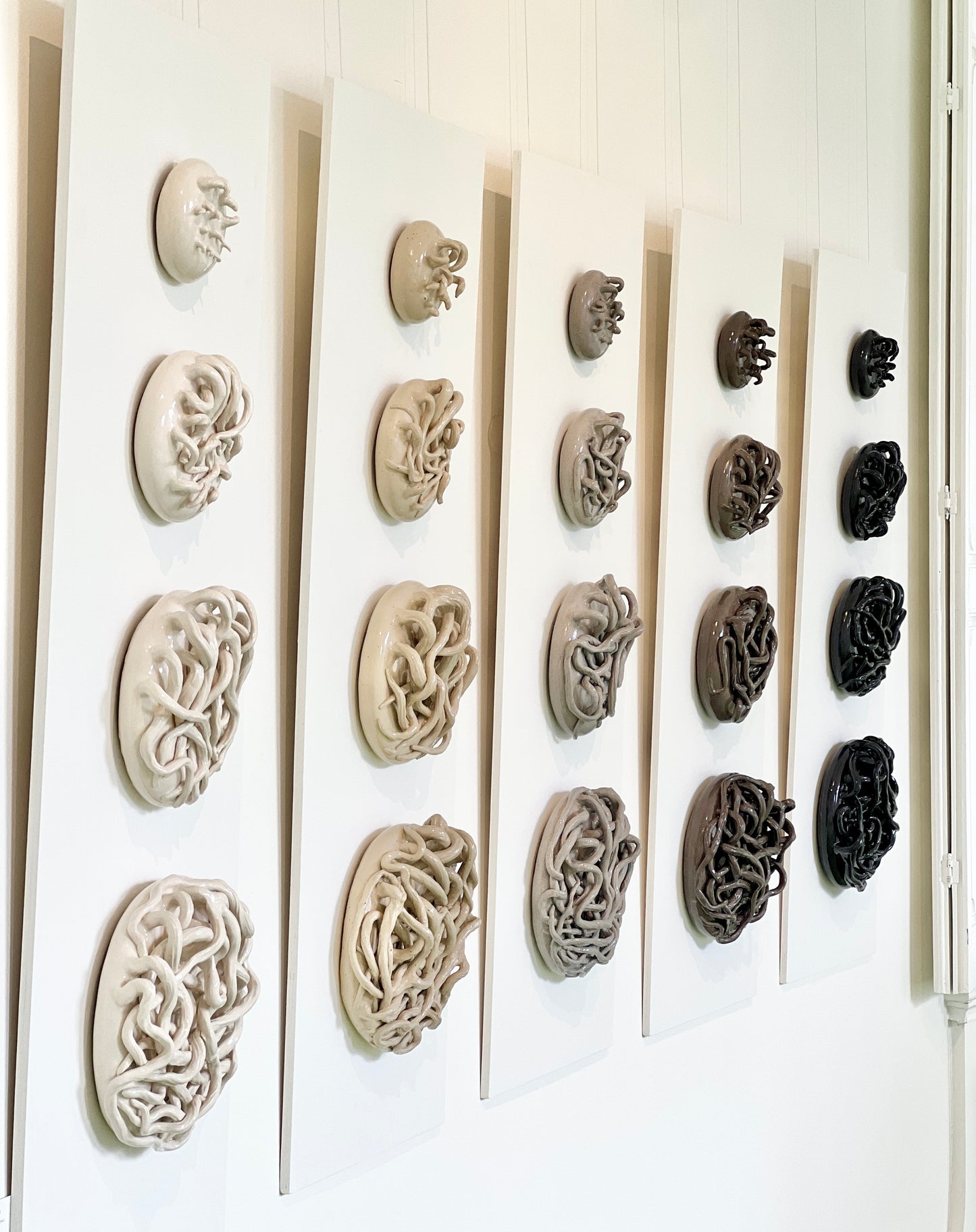 Rootweb wall sculptures greybrown