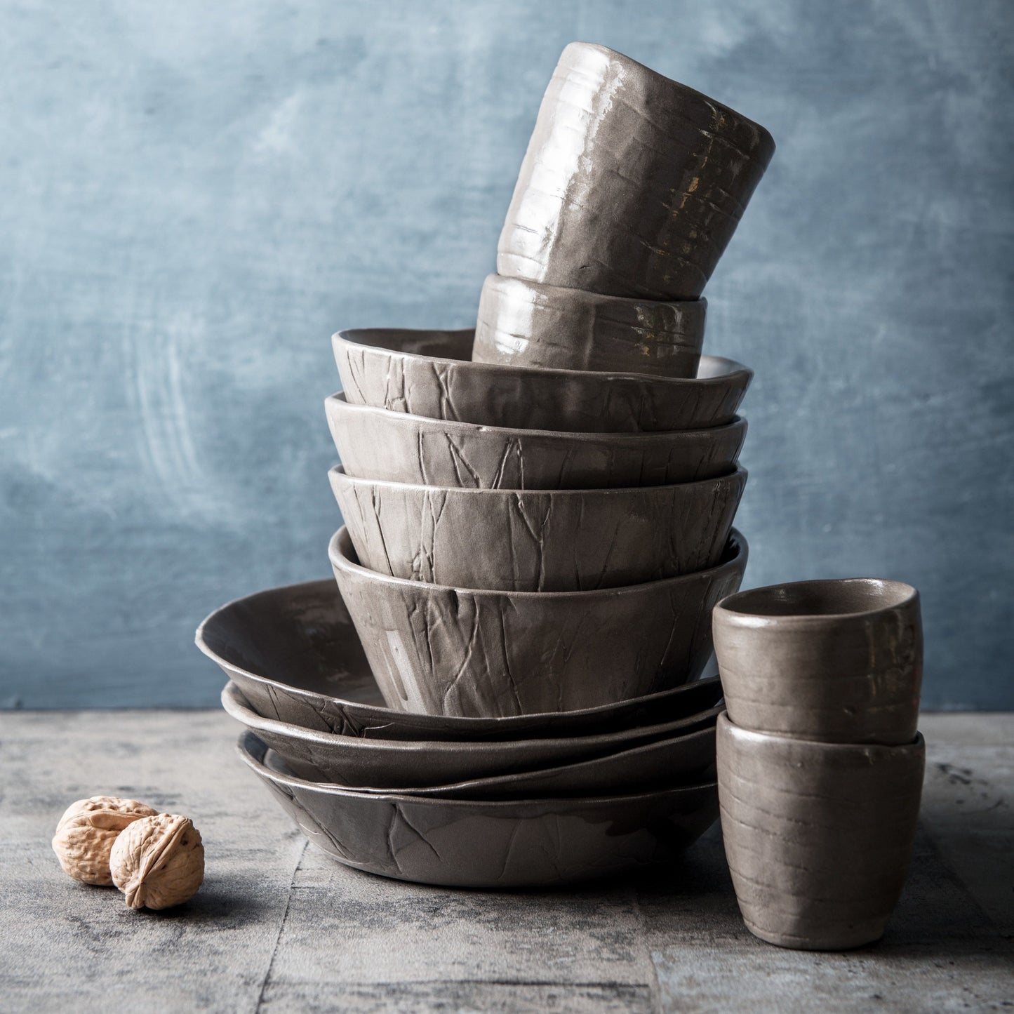 Serving bowl L Roots grey-brown