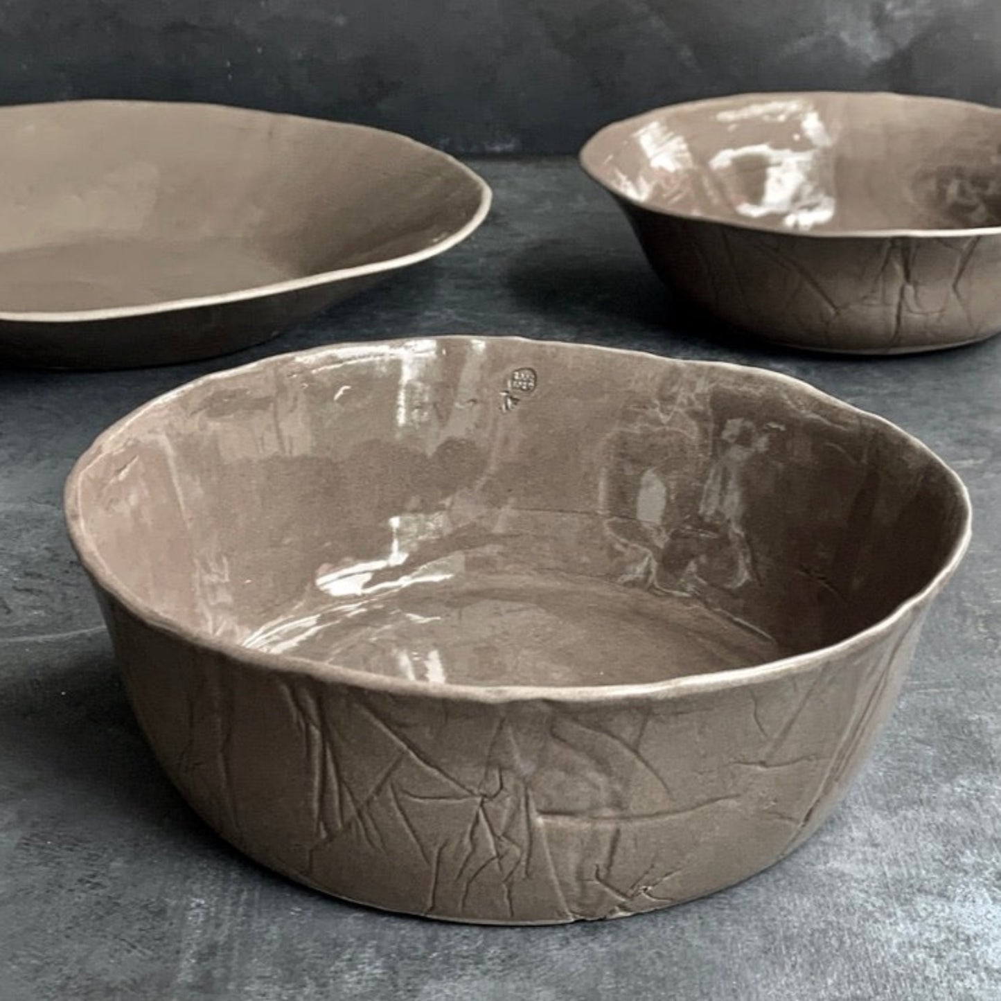 Serving bowl L Roots grey-brown