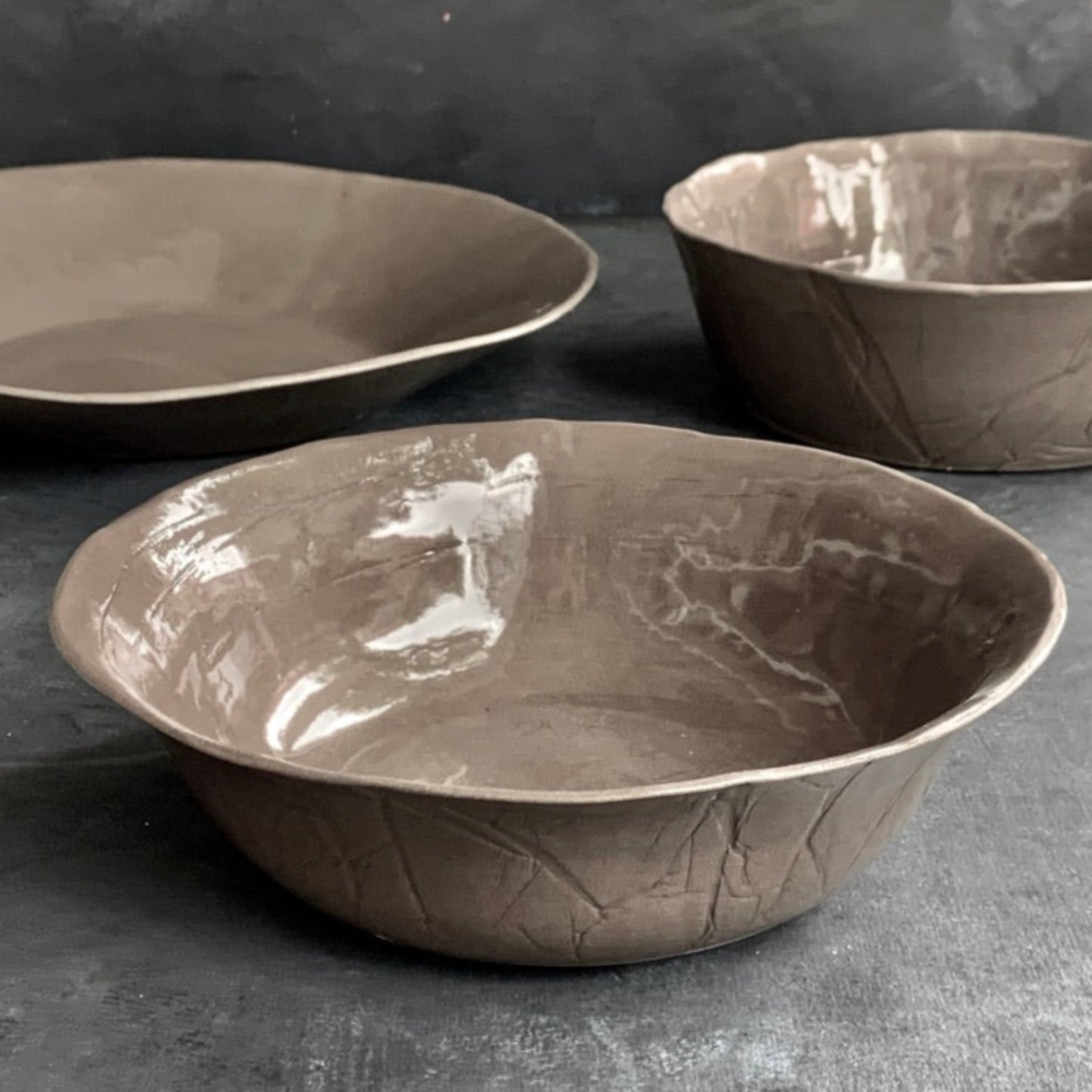 Serving bowl M Roots grey-brown