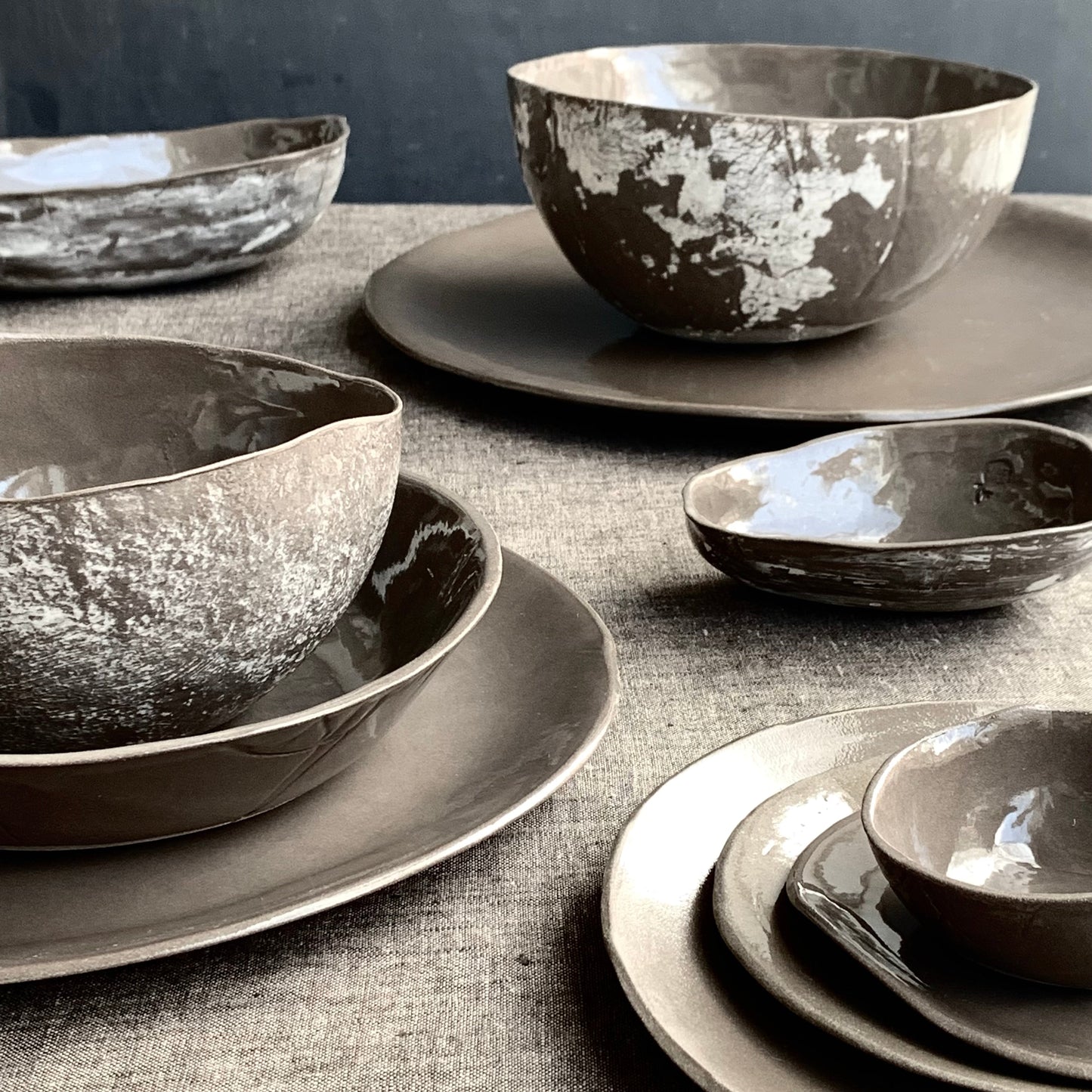 Set of bowls Fragments of the Amazon grey-brown