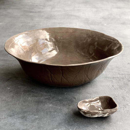 Serving bowl M Roots grey-brown